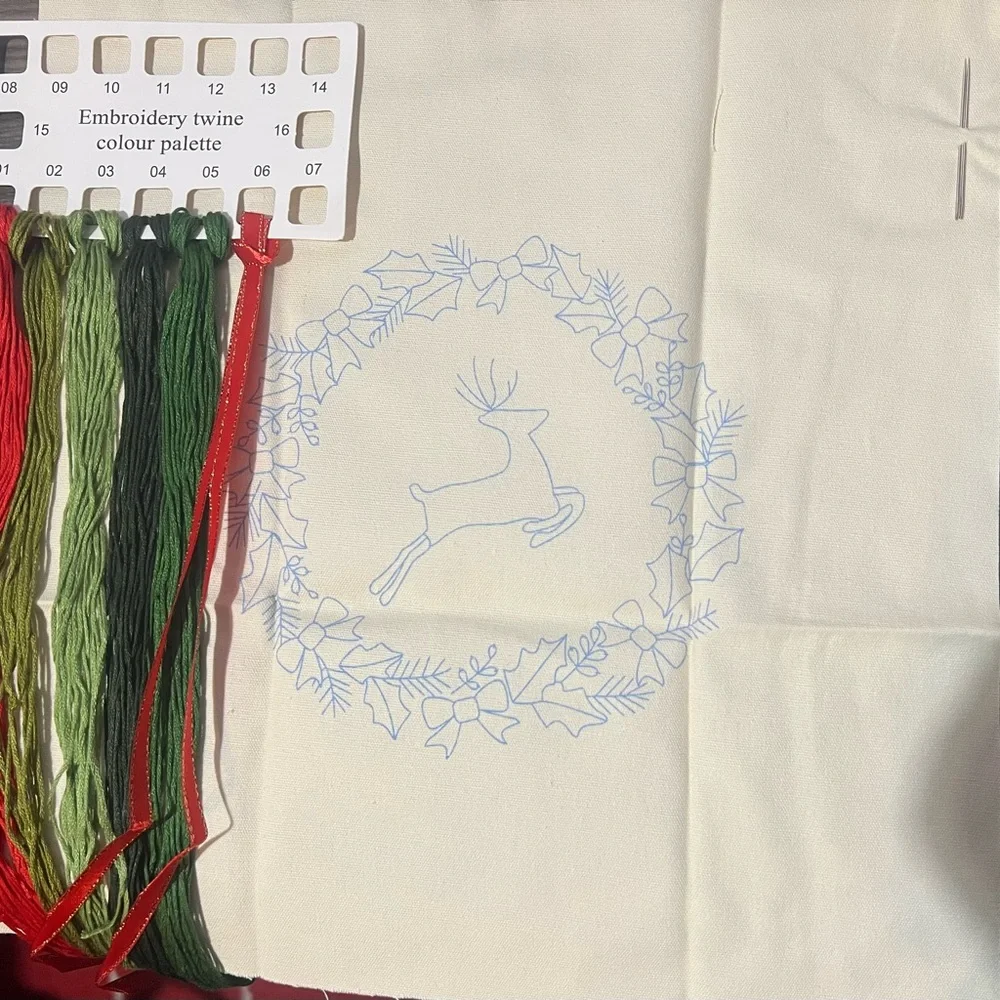 DIY Christmas Embroidery Kit with Reindeer Design